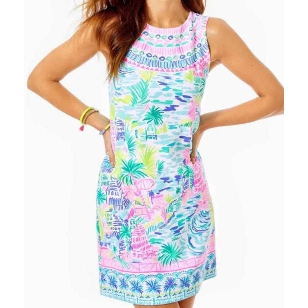 NWT Lilly Pulitzer Gellar Shift Dress Private Island Multi Pink Blue Green Small
